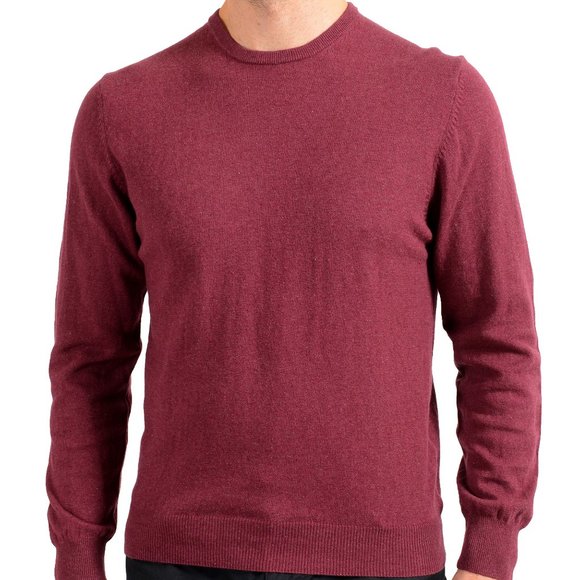 Pierre Balmain Men's Burgundy Wool Cashmere Crewneck Pullover Sweater
